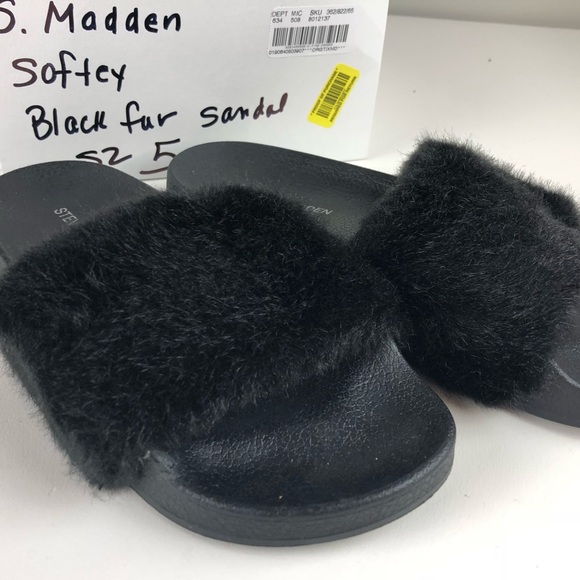 Steve Madden Shoes - Steve Madden Softey Faux Fur Slides Sandals NWT